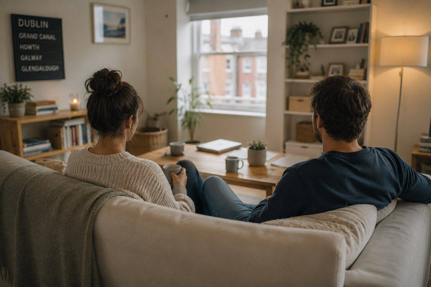 Couple in their Dublin apartment after marriage to an Irish citizen