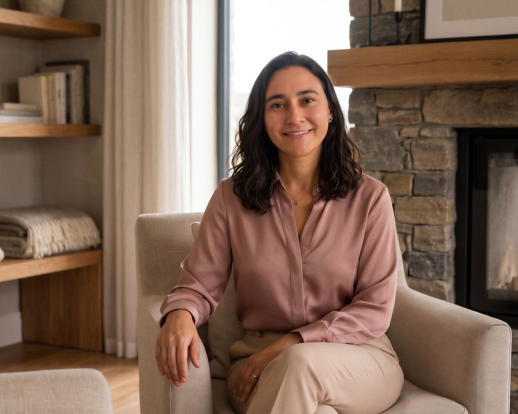 Isa Valentic, Irish immigration strategist, seated in a bright living room