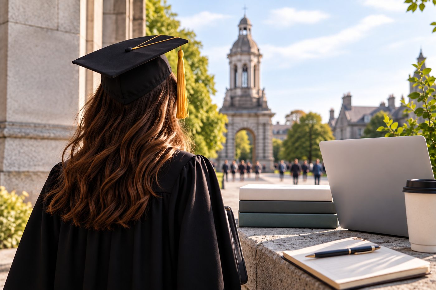Graduate on an Irish campus, representing the Third Level Graduate Programme and Stamp 1G